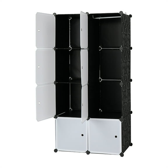 Cterwk 8 Cube Organizer Stackable Plastic Storage Shelves Closet, Black