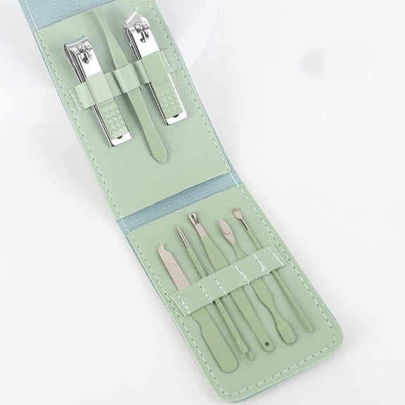 Cterwk 8 Pack Manicure Set Professional Nail Clippers Pedicure Kit Stainless Steel Nail Care Tools Grooming Kit with Leather Case, Green