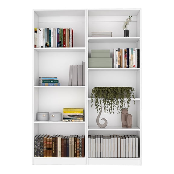 Cterwk 9 Tier Wood Open Bookcase Bookshelf Book Storage Rack for Living Room, Office, White