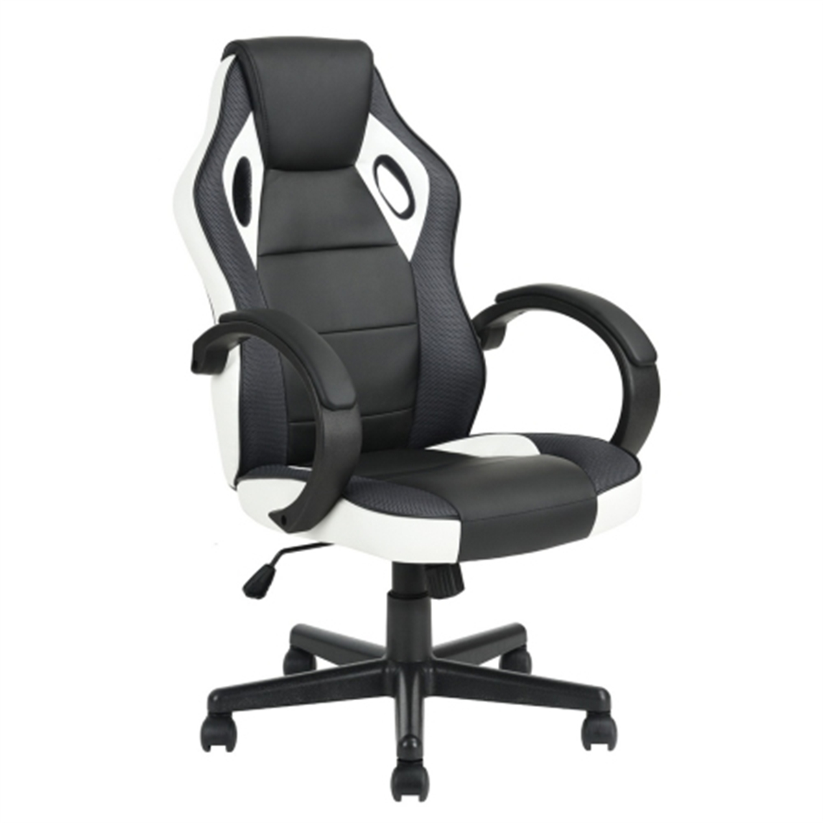 Cterwk Adjustable Swivel Gaming Office Chair, Black + White