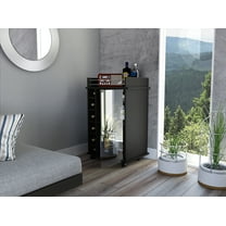 Cterwk Bar Cart with 2 Shelves and 6 Wine Rack and 4 Wheels, Black