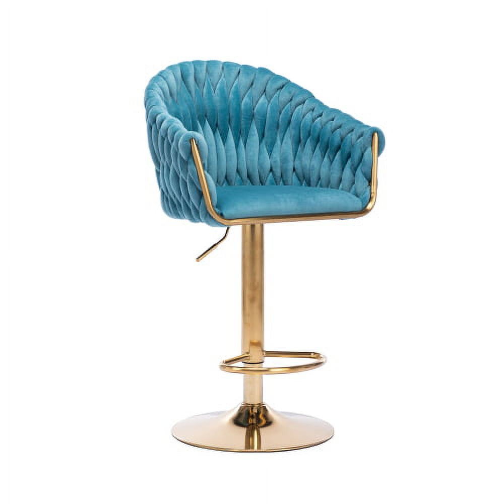 Cterwk Bar Stools with Back Footrest Adjustable Height Dining Chair, Blue