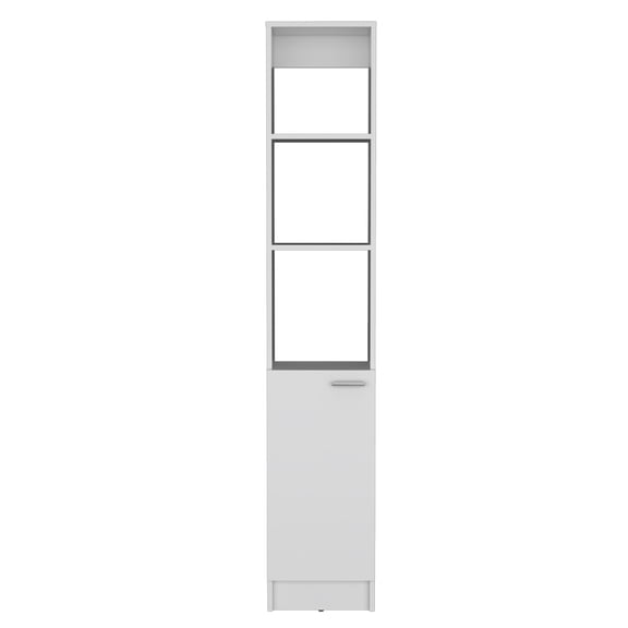 Cterwk Bathroom Cabinet with 1 Door and 5 Shelves, White