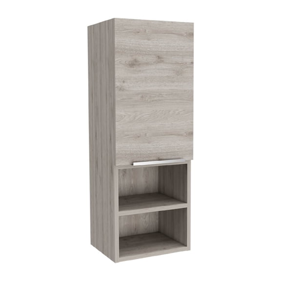 Cterwk Bathroom Cabinet with 2 Open Shelves and 2 Inner Shelves, Light Gray