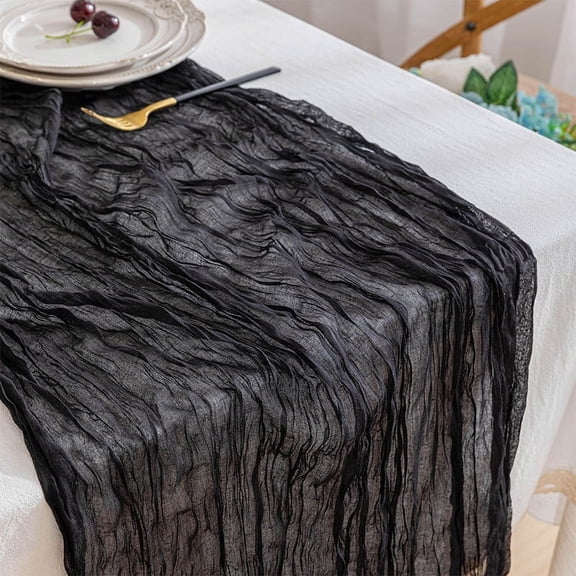 Cterwk Cheesecloth Table Runner Long Rustic Sheer Table Runner for Christmas Wedding Party, 35" x 70"