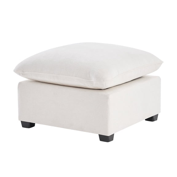 Cterwk Chenille Seat Ottoman for Living Room, Bedroom, Office, White