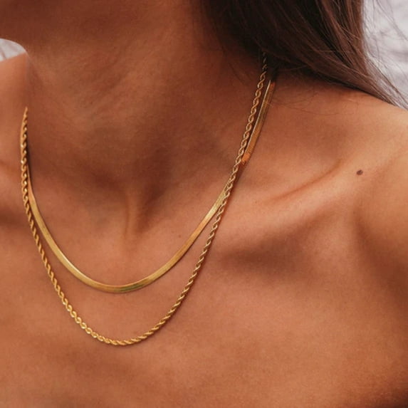Cterwk Choker Necklace for Women, 14k Gold/Silver Plated Layered Choker Necklaces Minimalist Simple Chain Jewelry Gift