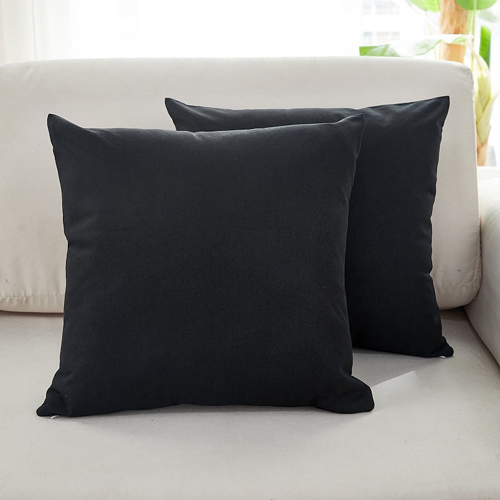 Black Velvet Square Decorative Pillow Covers, 18" x 18"