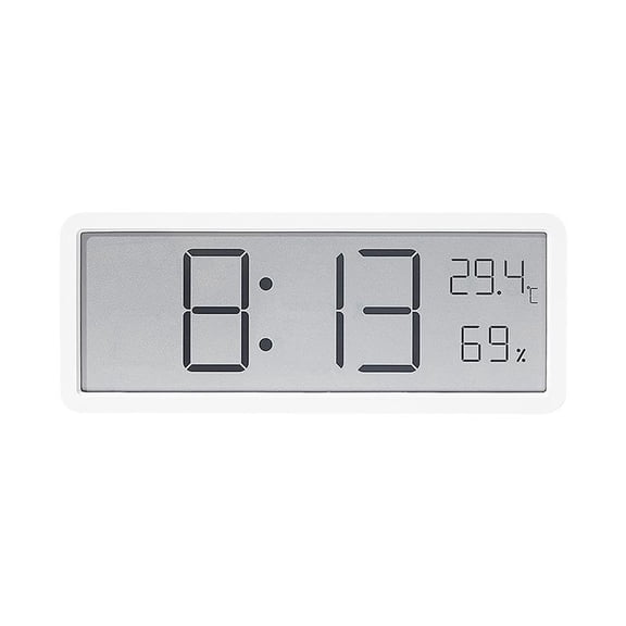 Cterwk Digital Wall Clock LCD Screen Temperature Humidity Time Display Electronic Clock Desktop Clock Battery Powered, White