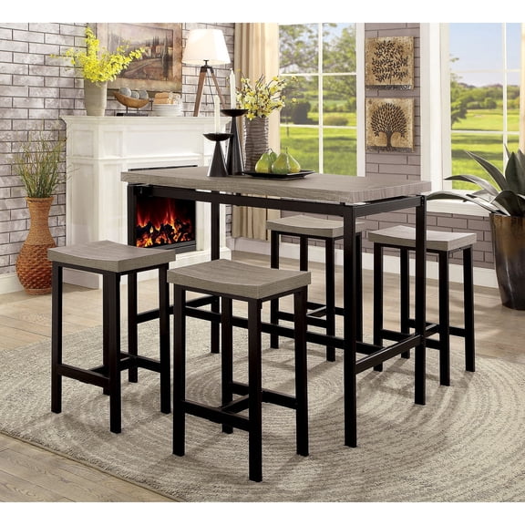 Cterwk Dining Table with 4 Piece Stool, Wood Tabletop Dining Table Stools for Dining Room, Living Room