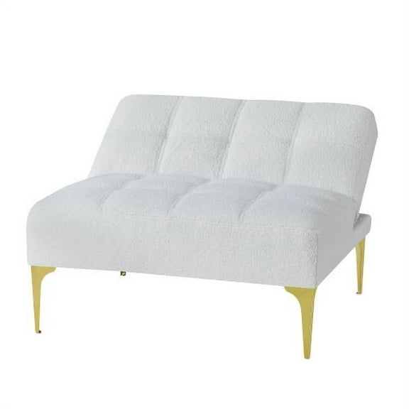Cterwk Fabric Sofa Couch with Gold Metal Legs, White