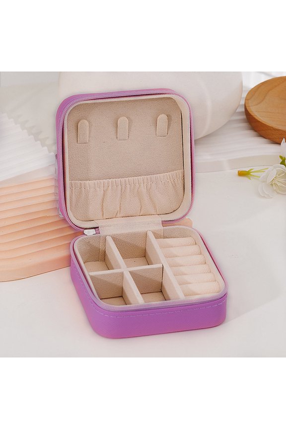 Jewelry Case Small Jewelry Storage Box Jewelry Organizer Portable PU Leather Jewelry Case for Women, Purple