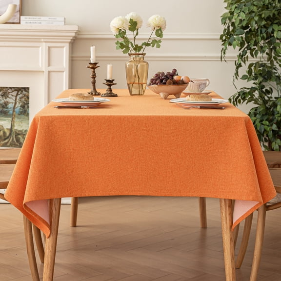 Cterwk Linen Table Cloth Farmhouse Style Rectangle Tablecloth Washable Table Cover for Dining/Buffet/Wedding, 35" x 55"