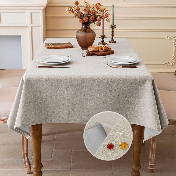Cterwk Linen Table Cloth Rectangle Tablecloths Waterproof Dining Table Cover for Wedding Birthday Party Kitchen Decor, 35" x 35"