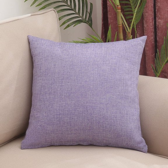 Cterwk Linen Throw Pillow Cover Decorative Square Pillowcases Cushion Covers 18x18 Inch for Home Decor Sofa Bedroom, Purple