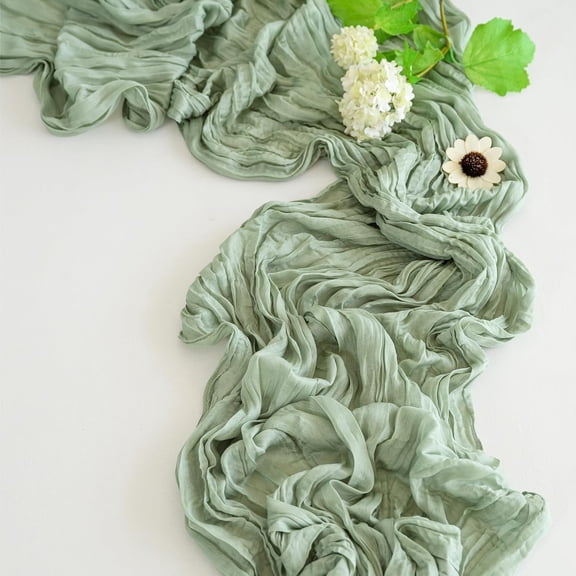 Cterwk Long Cheesecloth Table Runner Rustic Sheer Runner for Wedding Birthday Party, 35" x 157"