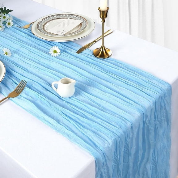 Cterwk Long Cheesecloth Table Runner Rustic Sheer Runner for Wedding Birthday Party, 35" x 70"