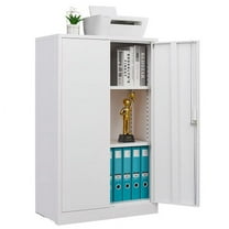 Cterwk Metal Storage Cabinet with Locking Doors and Shelf, Locker Storage Cabinet for Home, Office, School, Garage, White