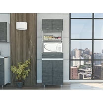 Cterwk Microwave Pantry Cabinet with 4 Doors and 2 Open Shelves and 1 Drawer