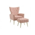 thumbnail image 1 of Cterwk Modern Accent Chair with Ottoman, Comfy Armchair for Living Room, Bedroom, Office, Pink, 1 of 8
