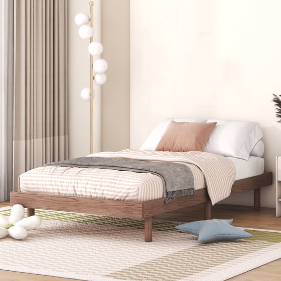 Cterwk Modern Design Twin Size Platform Bed Frame for Living Room, Bedroom, Brown