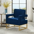 thumbnail image 1 of Cterwk Modern Style Accent Chair with Gold Metal Base, Velvet Upholstered Leisure Chair for Home, Office, Dining Room, Navy Blue, 1 of 9
