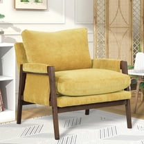Cterwk Modern Velvet Accent Chair with Wood Frame, Armchair for Living Room, Office, Yellow