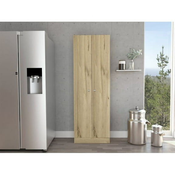 Cterwk Multistorage Cabinet, Double Door, 5 Shelves, Light Brown