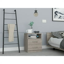Cterwk Nightstand with 2 Drawers, 1 Shelf, Light Gray