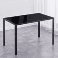 thumbnail image 1 of Cterwk Rectangle Dining Table for 4 Person, Tempered Glass Top Dining Table for Living Room, Kitchen, Dining Room, Black, 1 of 7