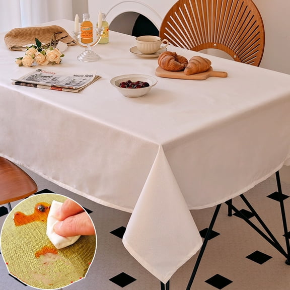 Cterwk Rectangle Linen Table Cloth Waterproof Tablecloths Decorative Fabric Table Cover for Dining Parties Holidays, 55" x 86"