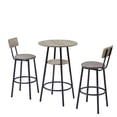 thumbnail image 1 of Cterwk Round Bar Table Stool Set with Shelf, Upholstered Stool with Backrest, 1 of 8