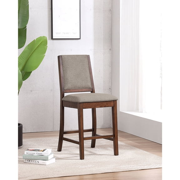 Cterwk Set of 2 Upholstered Counter Chair Side Chair for Living Room, Dining Room, Brown