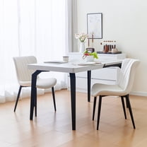 Cterwk Set of 2 Upholstered Dining Chairs with Metal Legs, Leather Seat Side Chair for Living Room, Dining Room, Cream White(Only 2 Pack Chairs)