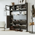 thumbnail image 1 of Cterwk Shoe Cabinet with Storage Shelf & 6 Drawers, Large Hall Tree with Tempered Glass Doors and 4 Hooks, Black, 1 of 9