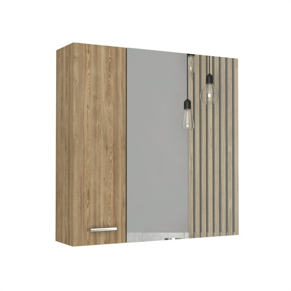 Cterwk Single Door Wall Cabinet with 4 Internal Shelves, Beige