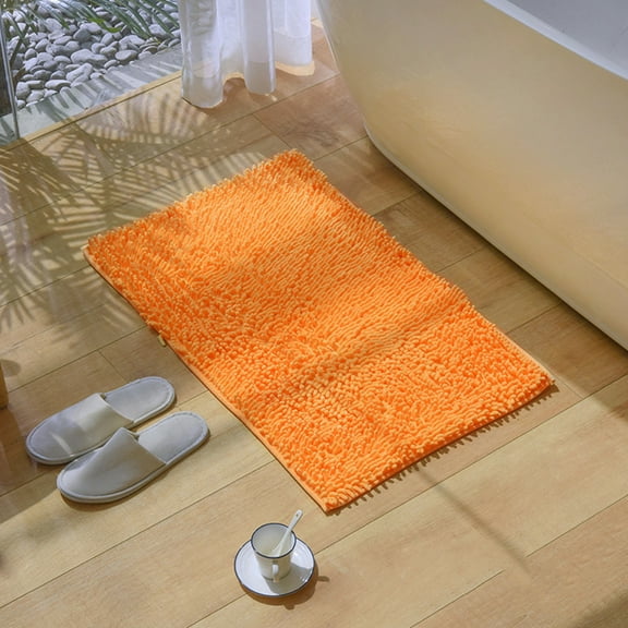Cterwk Soft Plush Chenille Absorbent Carpets Bath Mat Washable Non Slip Bath Rugs for Bathroom, Shower, Kitchen, 15" x 23"
