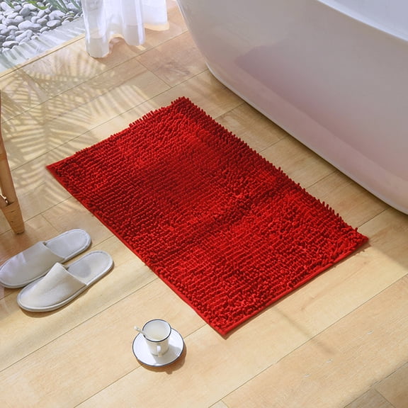 Cterwk Soft Plush Chenille Absorbent Carpets Bath Mat Washable Non Slip Bath Rugs for Bathroom, Shower, Kitchen, 20" x 31"