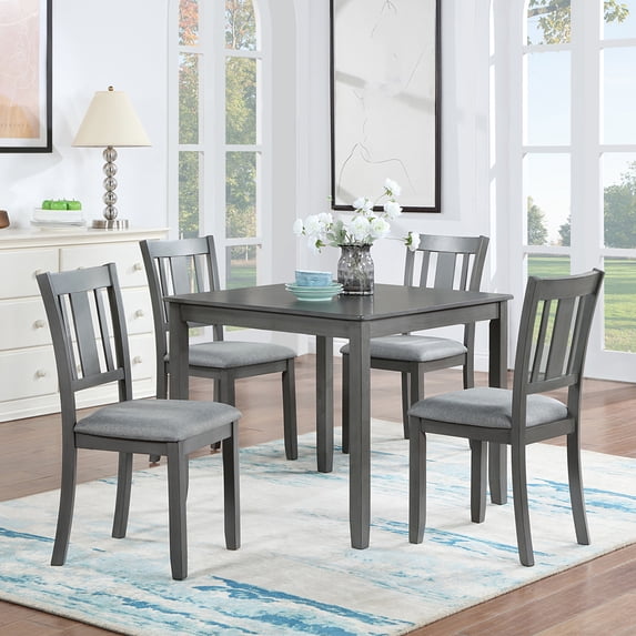 Cterwk Square Dining Table for 4 Person, Wooden Dining Desk for Living Room, Dining Room, Gray(Only Table)