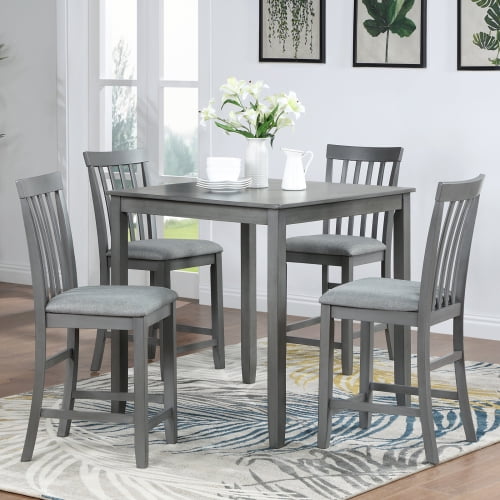 Cterwk Square Dining Table for 4 Person, Wooden Dining Table for Living Room, Dining Room, 34.5"L*34.5"W*36"H, Gray,(Only Table)