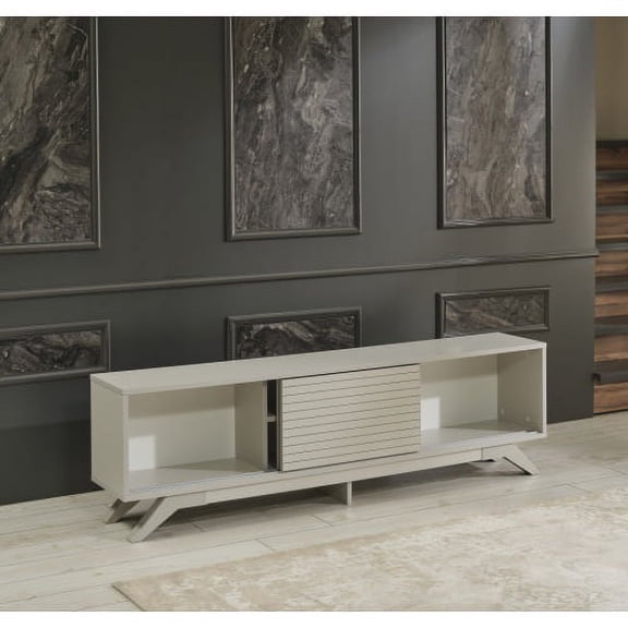 Cterwk TV Stand for TVs up to 67", Media Entertainment Console with Open Shelf, TV Cabinet for Living Room, Light Gray