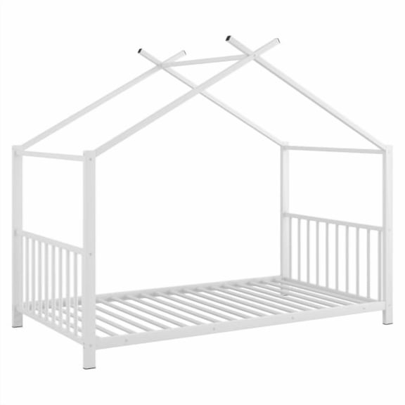 Cterwk Twin Size Metal House Platform Bed Frame for Living Room, Bedroom, White