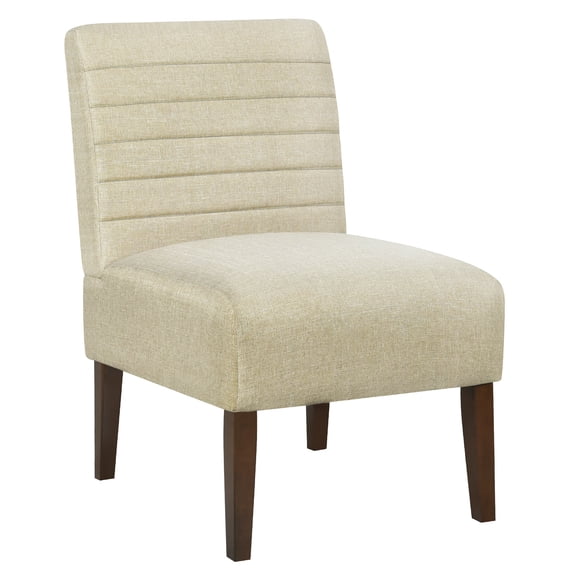 Cterwk Upholstered Accent Chair with Wood Legs, Fabric Armless Side Chair for Living Room, Bedroom, Office, Beige