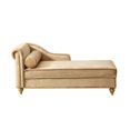 thumbnail image 1 of Cterwk Upholstered Velvet Chaise Chair Lounge Chair with Storage, Perfect for Living Room, Office, Khaki, 1 of 6