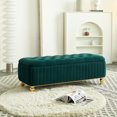 thumbnail image 1 of Cterwk Velvet Fabric Storage Ottoman with Safety Hinge, Upholstered Storage Bench Footstool for Living Room, Bedroom, Green, 1 of 11
