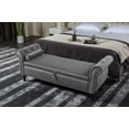 thumbnail image 1 of Cterwk Velvet Storage Footstool with Solid Wood Legs, Long Bench for Living Room, Bedroom, Gray, 1 of 5