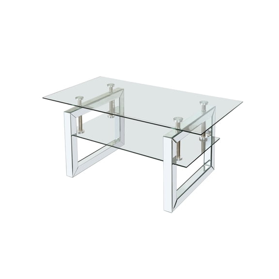 Cterwk W 39.4" X D 19.7 " X H 17.7" Tempered Glass Coffee Table