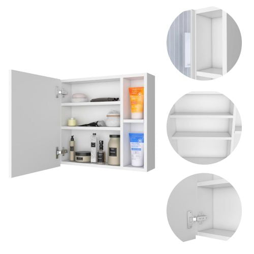 Cterwk Wall Cabinet with Mirror and 2 Shelf, White