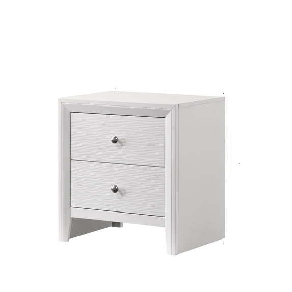 Cterwk Wood Beside Table with Handle, 2 Drawer Nightstand for Living Room, Bedroom, White