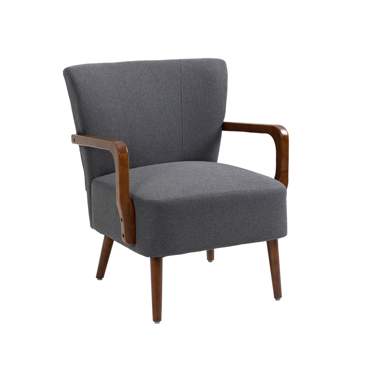 Cterwk Wood Frame Armchair Linen Accent Chair Lounge Chair for Living